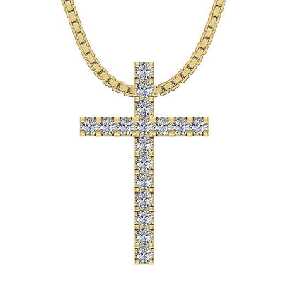 14kYellowGoldGenuineDIamondCrossPendants