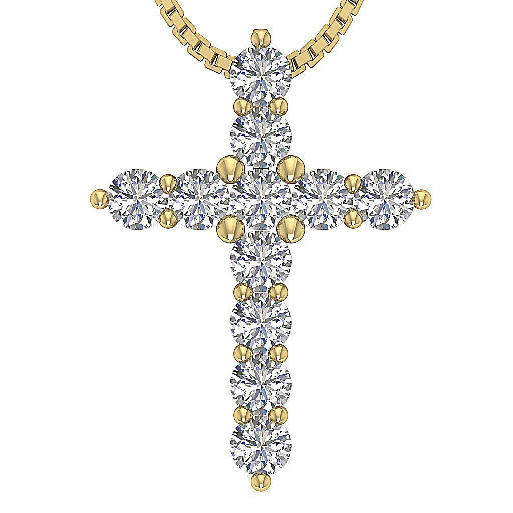 14kYellowGoldGenuineDiamondCrossPendants