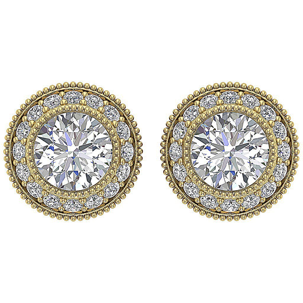 Designer Halo Solitaire Stud Earring I1 G 1.20 Ct 14k/18k Solid Gold Round Diamond Prong Bezel Set
