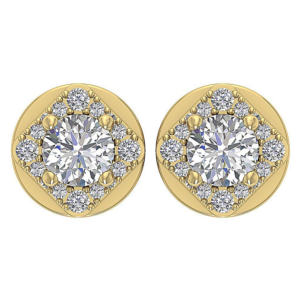 Designer Halo Solitaire Studs Earrings SI1 G 1.50 Ct 14k/18k Solid Gold Natural Diamond