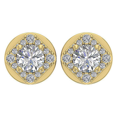 Designer Halo Solitaire Studs Earrings SI1 G 1.50 Ct 14k/18k Solid Gold Natural Diamond