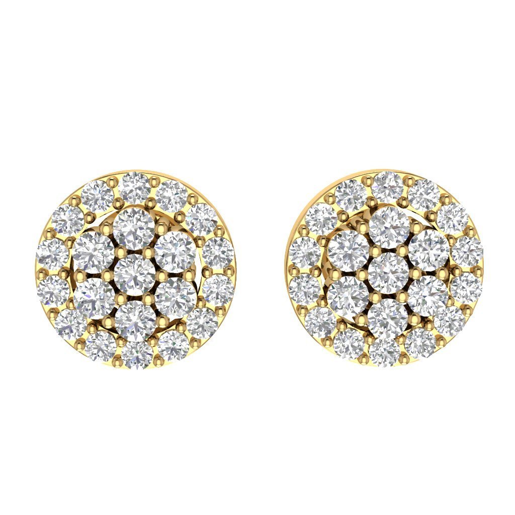 Designer Halo Solitaire Studs Earrings 14k/18k Solid Gold Natural Diamonds VS1 E 0.90 Ct
