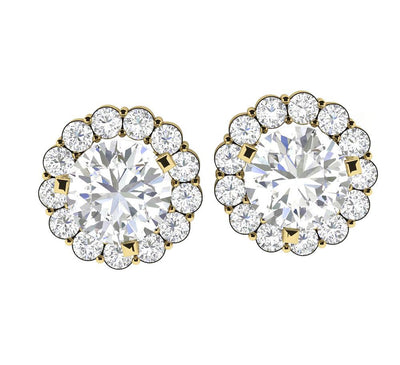 14k/18k Solid Gold Natural Diamonds SI1 G 1.45 Ct Removable Jacket Halo Studs Earrings Prong Set
