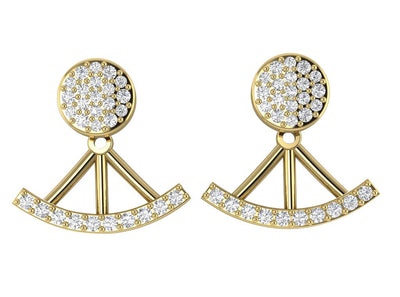 14k/18k Solid Gold Natural Diamonds I1 G 0.40 Ct Removable Jacket Studs Earrings Prong Set 13.78MM
