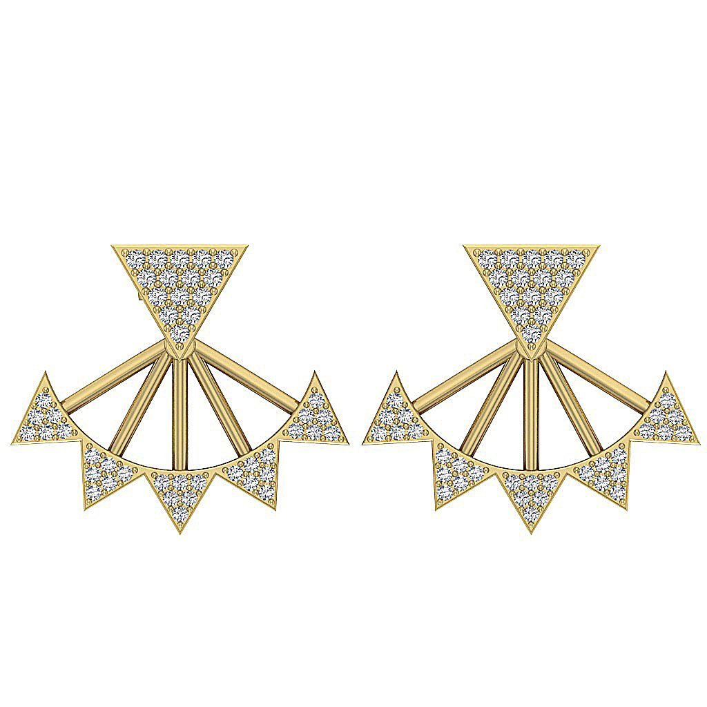 14k/18k Solid Gold Natural Diamonds I1 H 0.55 Ct Removable Jacket Studs Earrings Prong Set 20.88MM