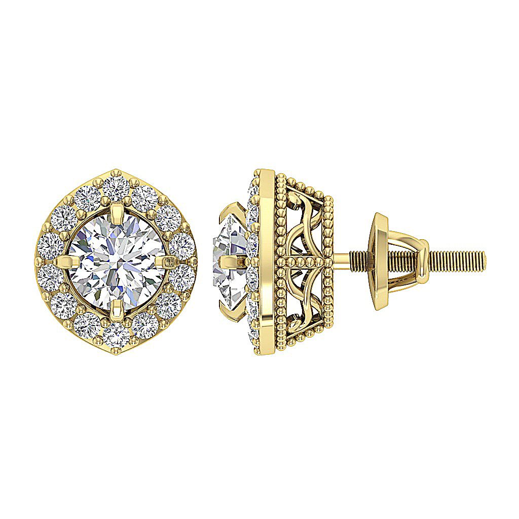 The Dallas 14K Solid Gold Round Diamond Removable Jacket Stud Earring