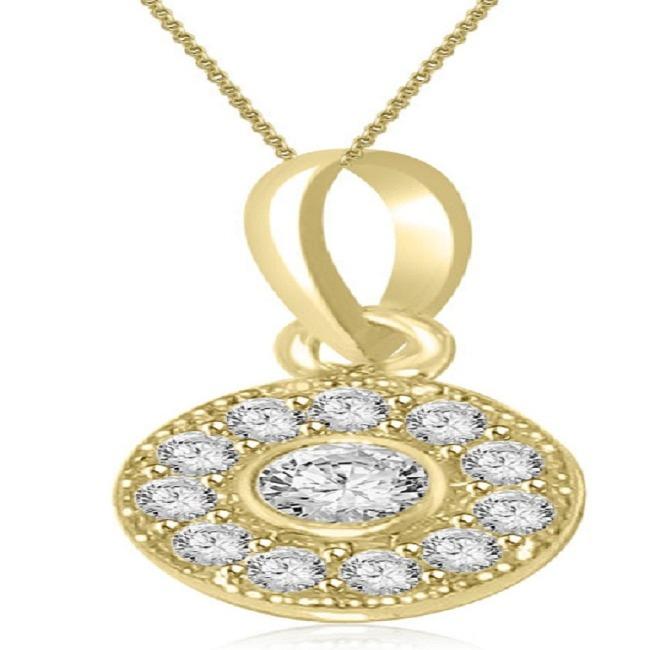 Halo Cluster Pendants 14k/18k White Yellow Rose Gold Natural Diamonds I1/SI1 G 0.35 Carat