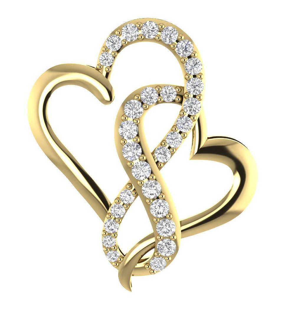 Heart Pendants SI1/I1 G 0.35 Ct Round Diamonds 14k/18k White Yellow Rose Gold