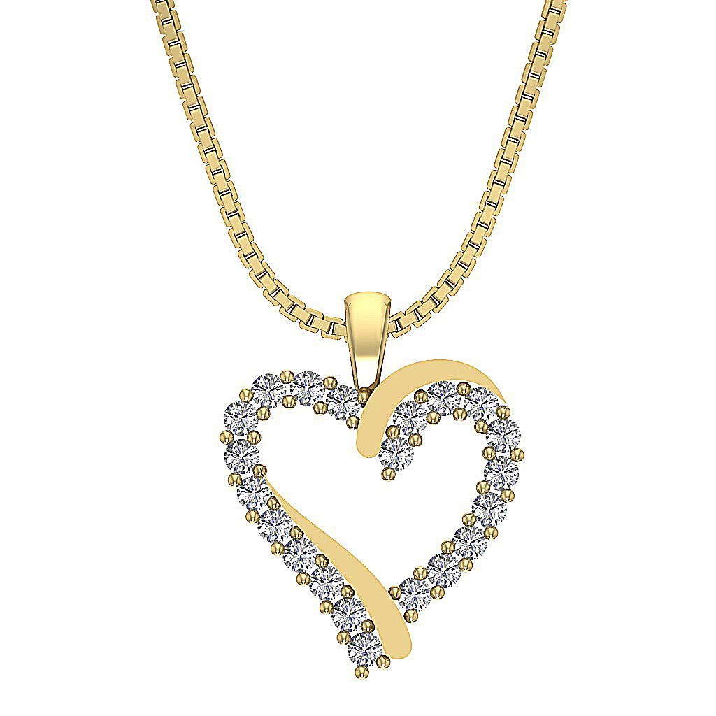 14kYellowGoldGenuineDiamondHeartPendants