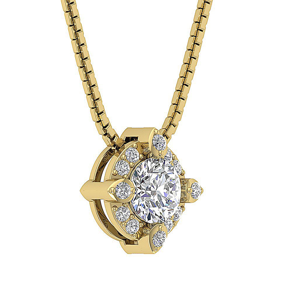 Halo Cluster Pendants 14k/18k Gold Natural Diamonds VS1/SI1/I1 G 0.65 Carat