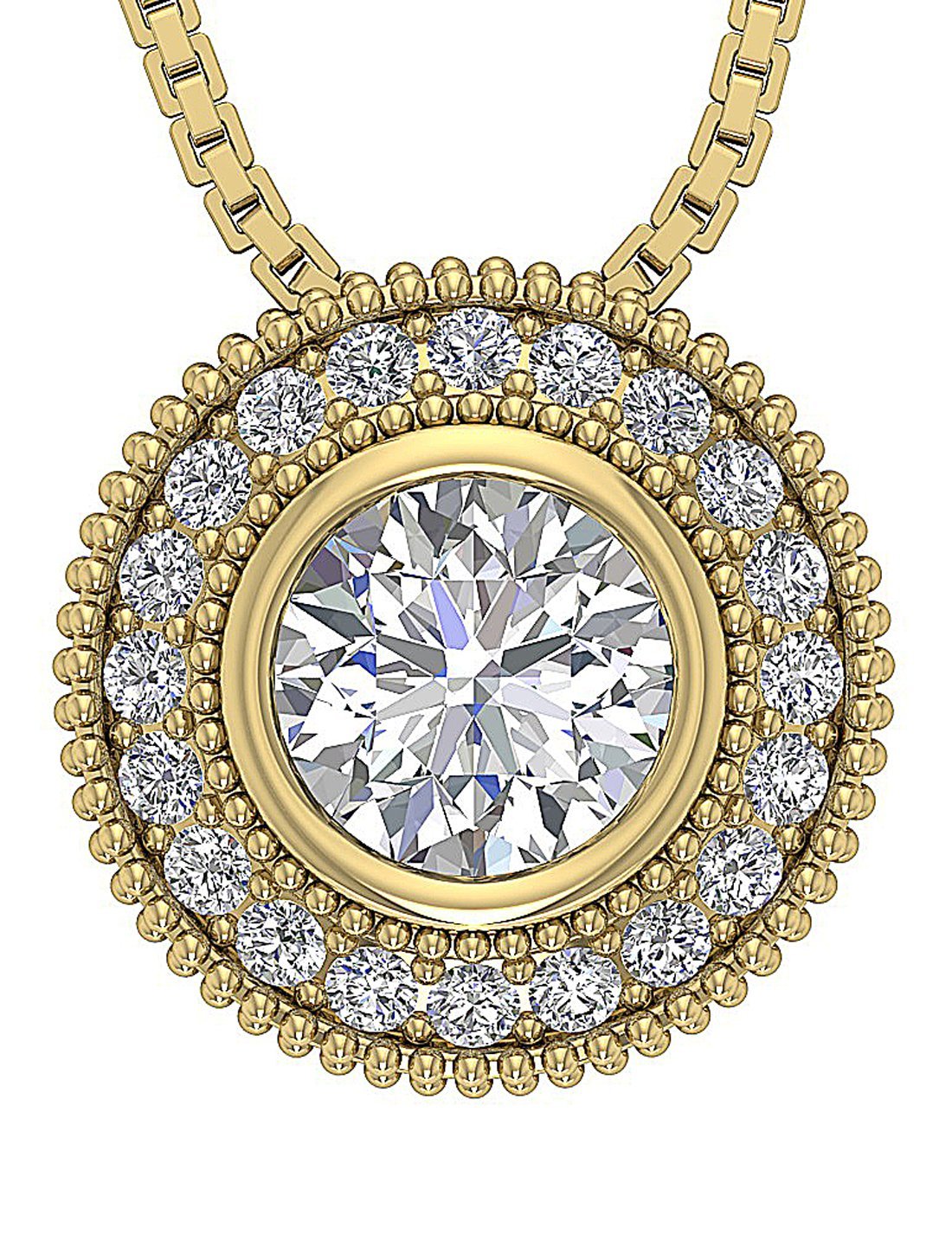 Halo Pendants Prong Bezel Set 14k/18k White Yellow Rose Gold Natural Diamond I1/SI1 G 1.35 Carat