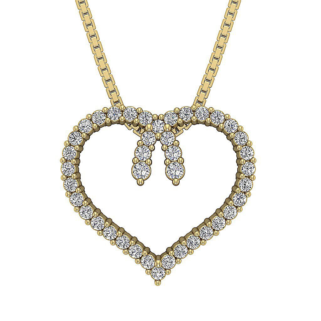 Heart Shape Pendants 14k/18k Solid Gold Natural Diamonds SI/I1 G 0.50 Ct