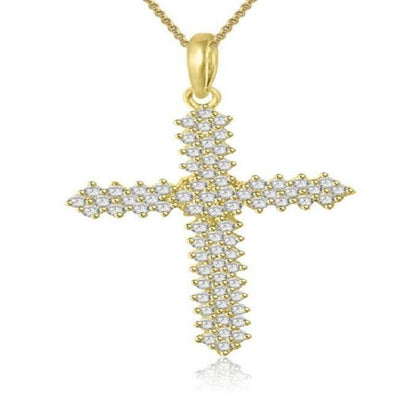 14k/18k White Yellow Rose Gold Designer Cross Wedding Pendants Genuine Diamond I1/SI1 G 1.25 Ct Prong Set
