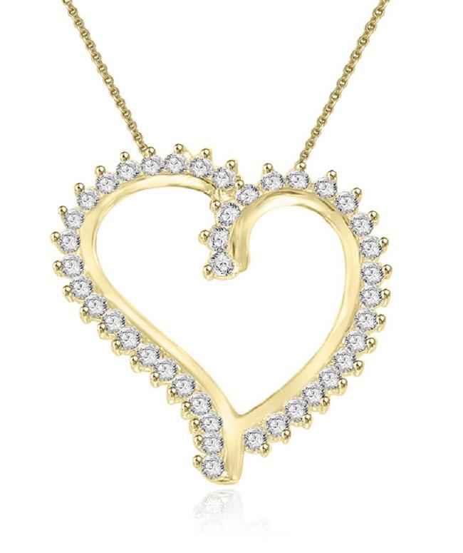 Heart Pendants SI1/I1 G 0.75 Ct Round Diamonds 14k/18k White Yellow Rose Gold