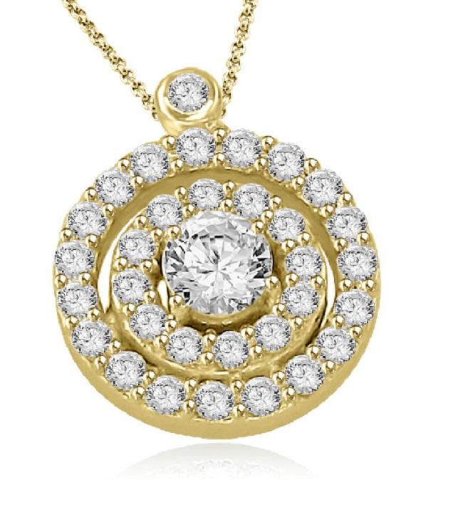 Double Halo Cluster Pendants 14k/18k White Yellow Rose Gold Natural Diamonds I1 G 0.75 Ct