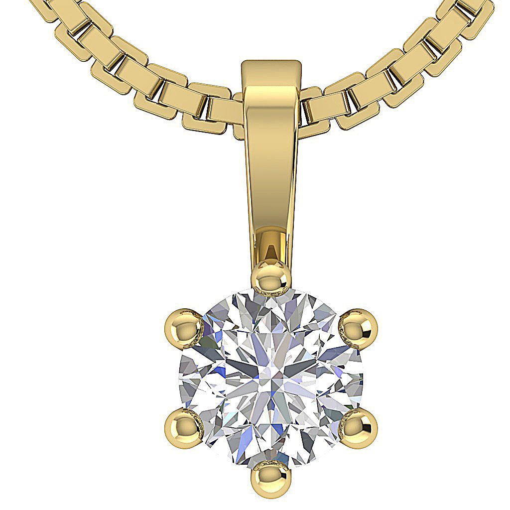 VS1/SI1/I1 0.25 Ct 14k/18k White Gold Solitaire Pendants Round Diamonds