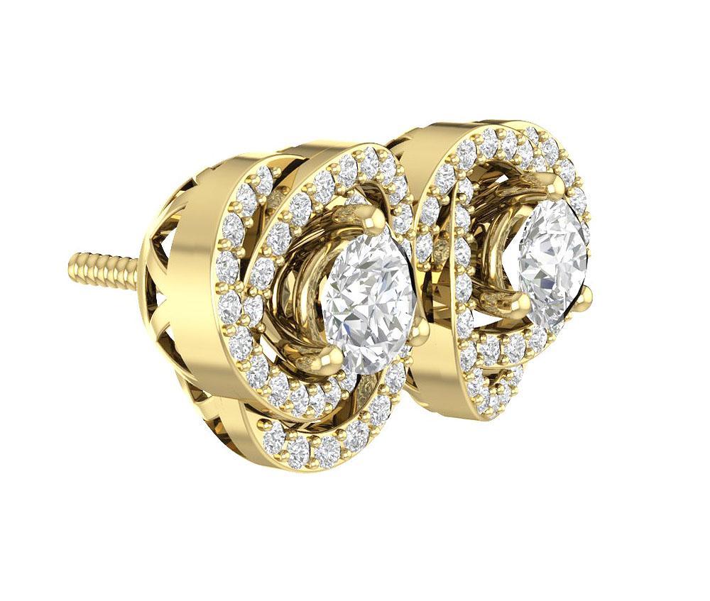 14k/18k White Gold Natural Diamond I1 G 1.50Ct Removable Jacket Halo Solitaire Stud Earring 12.70MM