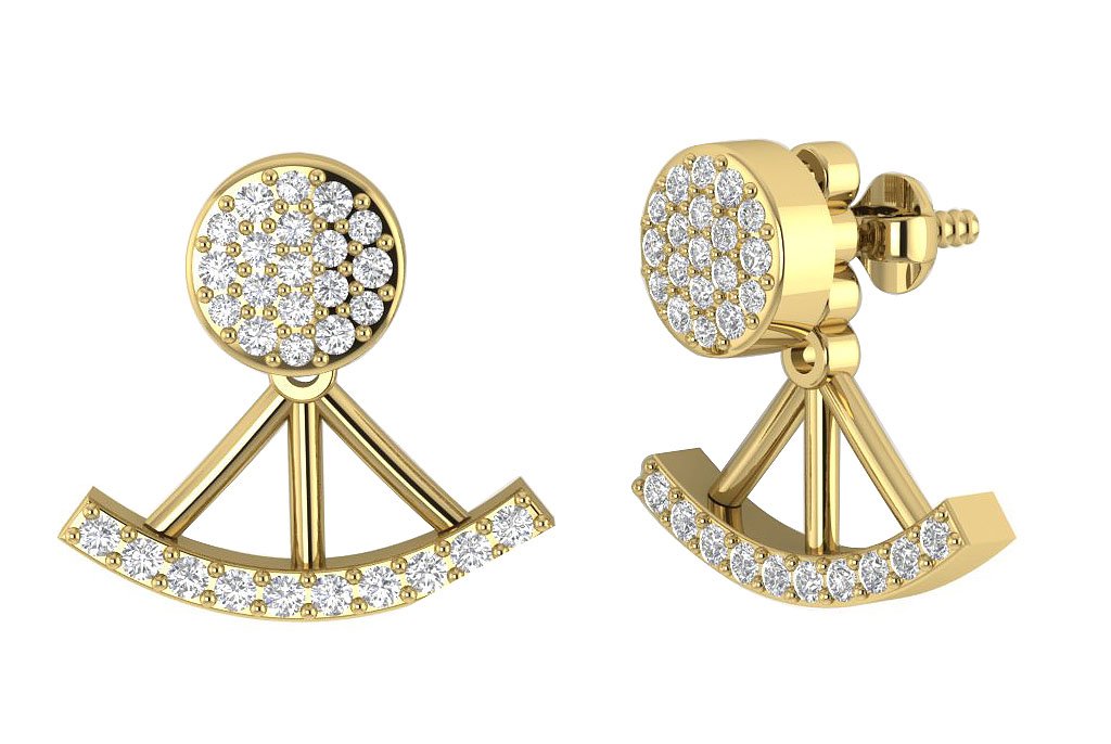 14k/18k Solid Gold Natural Diamonds I1 G 0.40 Ct Removable Jacket Studs Earrings Prong Set 13.78MM