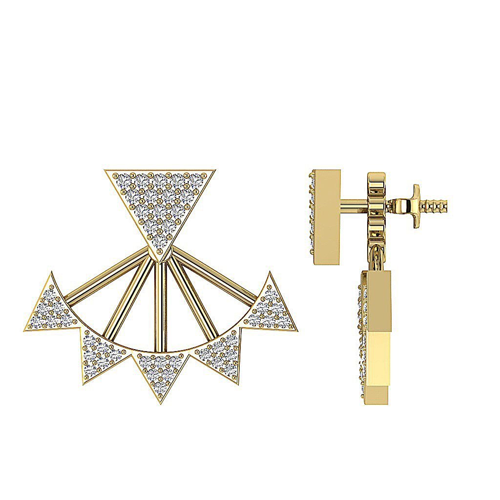 14k/18k Solid Gold Natural Diamonds I1 H 0.55 Ct Removable Jacket Studs Earrings Prong Set 20.88MM