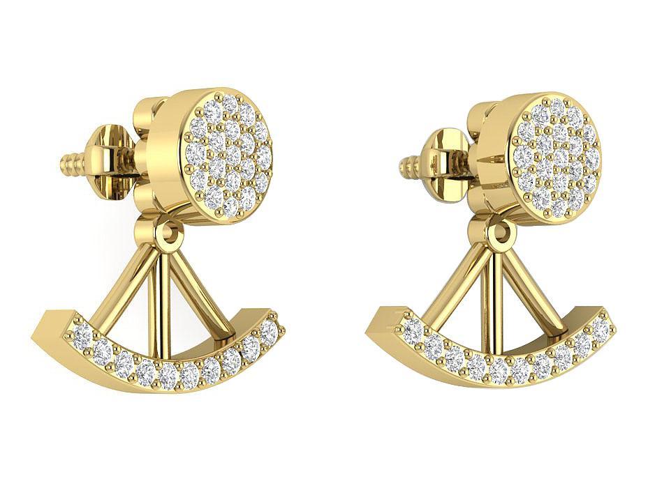14k/18k Solid Gold Natural Diamonds I1 G 0.40 Ct Removable Jacket Studs Earrings Prong Set 13.78MM