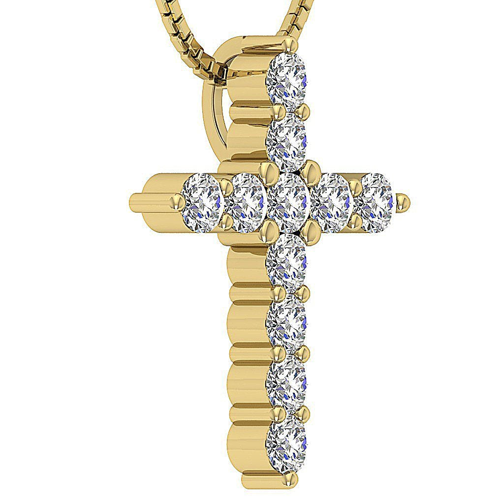14kYellowGoldNaturalCutDiamondCrossPendants