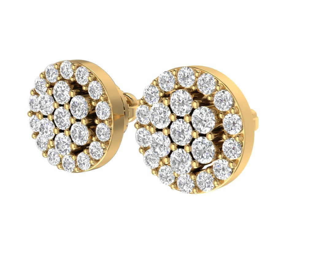 Designer Halo Solitaire Studs Earrings 14k/18k Solid Gold Natural Diamonds VS1 E 0.90 Ct