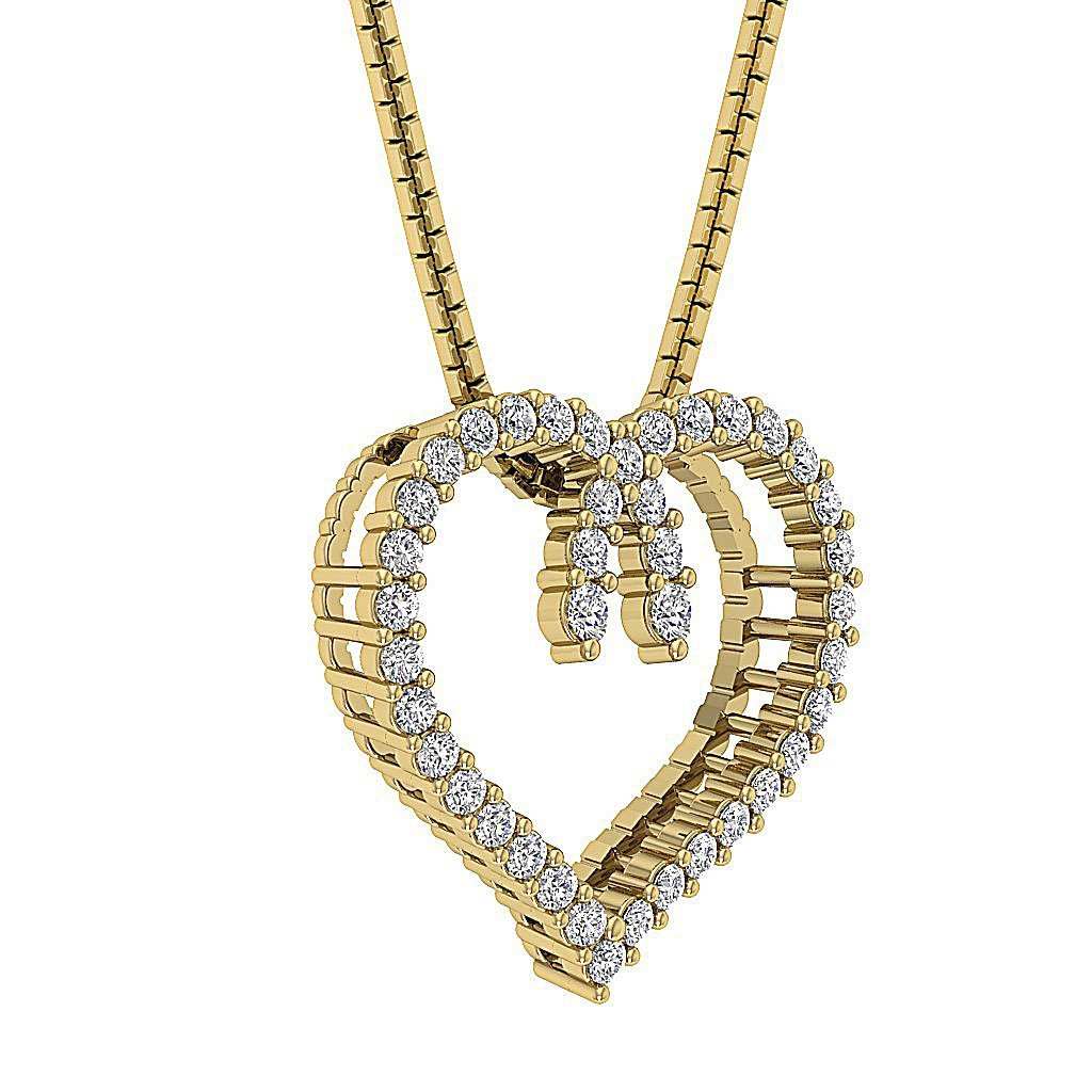 Heart Shape Pendants 14k/18k Solid Gold Natural Diamonds SI/I1 G 0.50 Ct