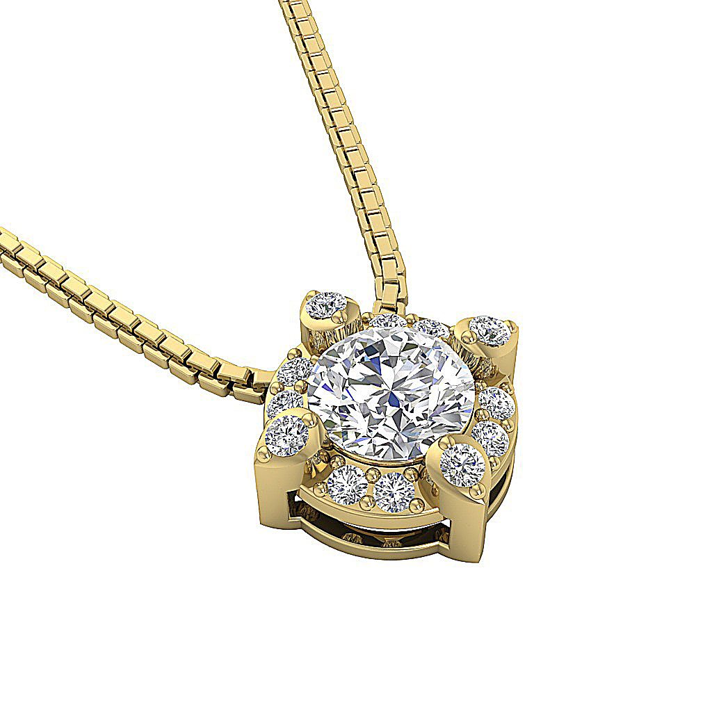 Halo Cluster Pendants 14k/18k Gold Natural Diamonds VS1/SI1/I1 G 0.65 Carat