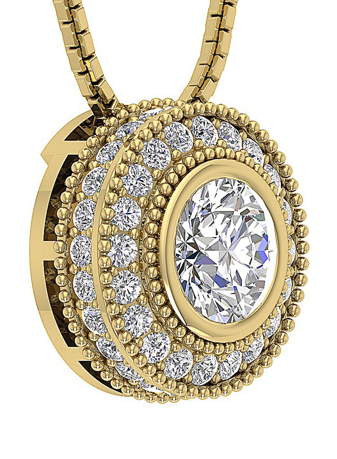 Halo Pendants Prong Bezel Set 14k/18k White Yellow Rose Gold Natural Diamond I1/SI1 G 1.35 Carat