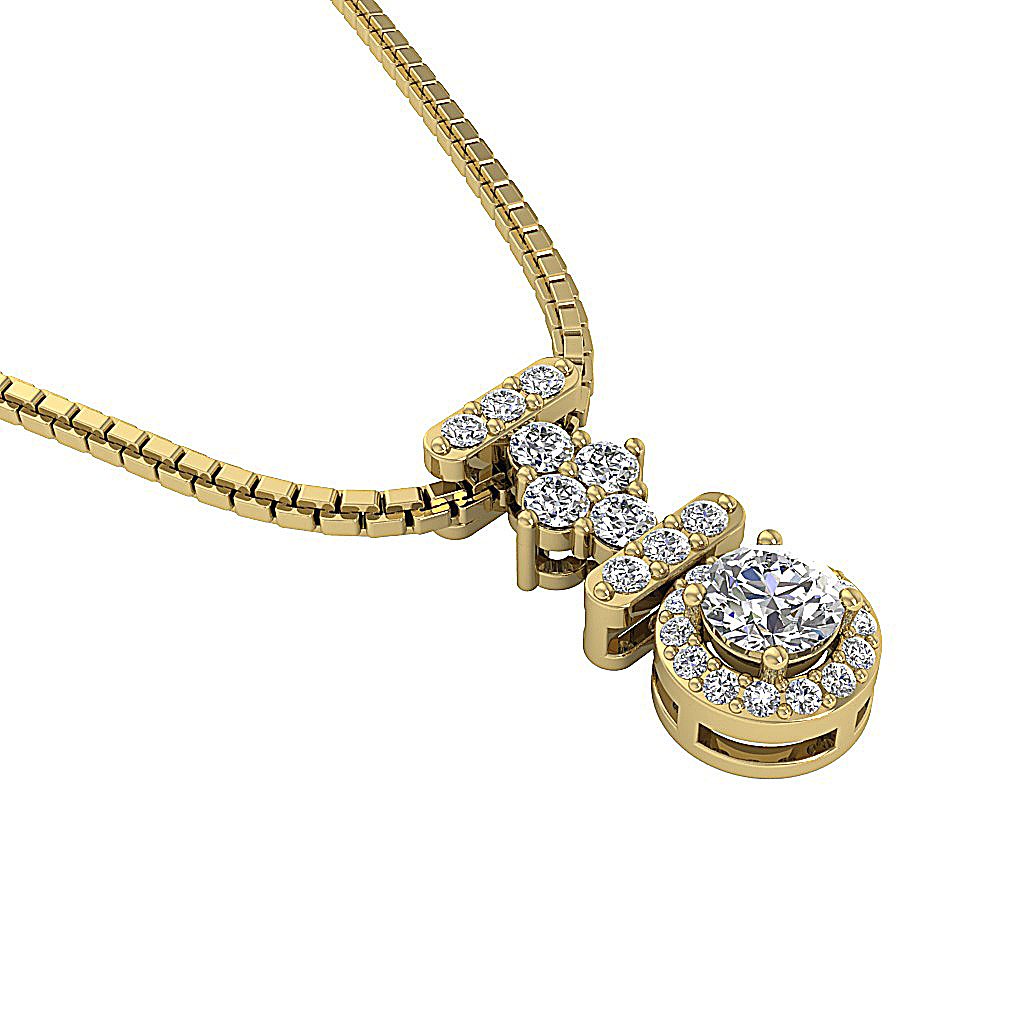 Halo Cluster Pendants 14k/18k Solid White Gold Natural Diamonds SI1/I1 G 0.65 Carat