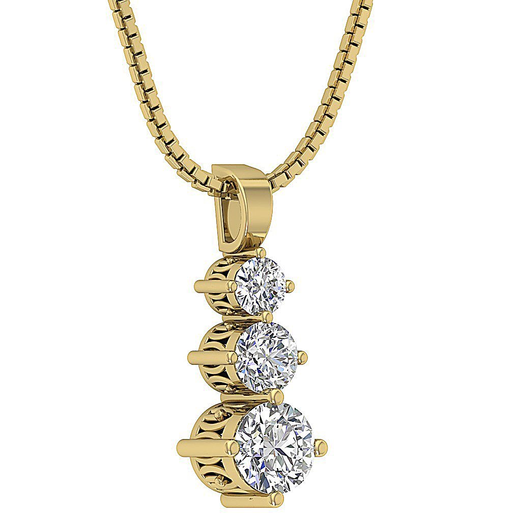 Journey Pendants SI1/I1 G 1.00 Ct Natural Diamonds 14k/18k White Yellow Rose Gold