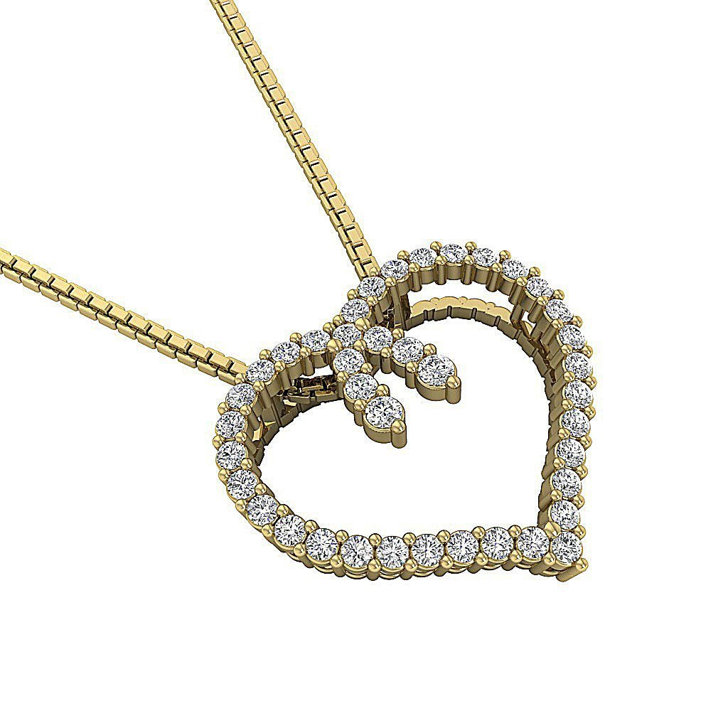 Heart Shape Pendants 14k/18k Solid Gold Natural Diamonds SI/I1 G 0.50 Ct
