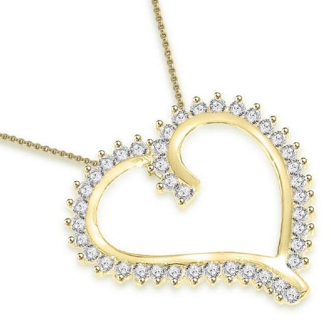 Heart Pendants SI1/I1 G 0.75 Ct Round Diamonds 14k/18k White Yellow Rose Gold
