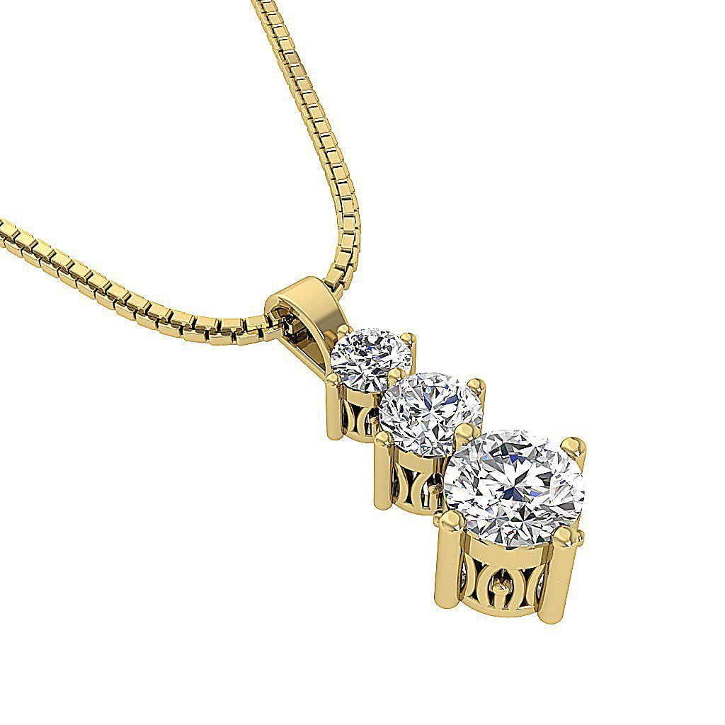 Journey Pendants SI1/I1 G 1.00 Ct Natural Diamonds 14k/18k White Yellow Rose Gold