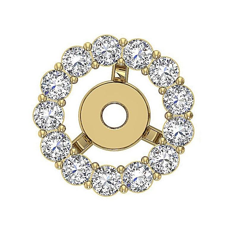 14k/18k Solid Gold Natural Diamonds SI1 G 1.45 Ct Removable Jacket Halo Studs Earrings Prong Set