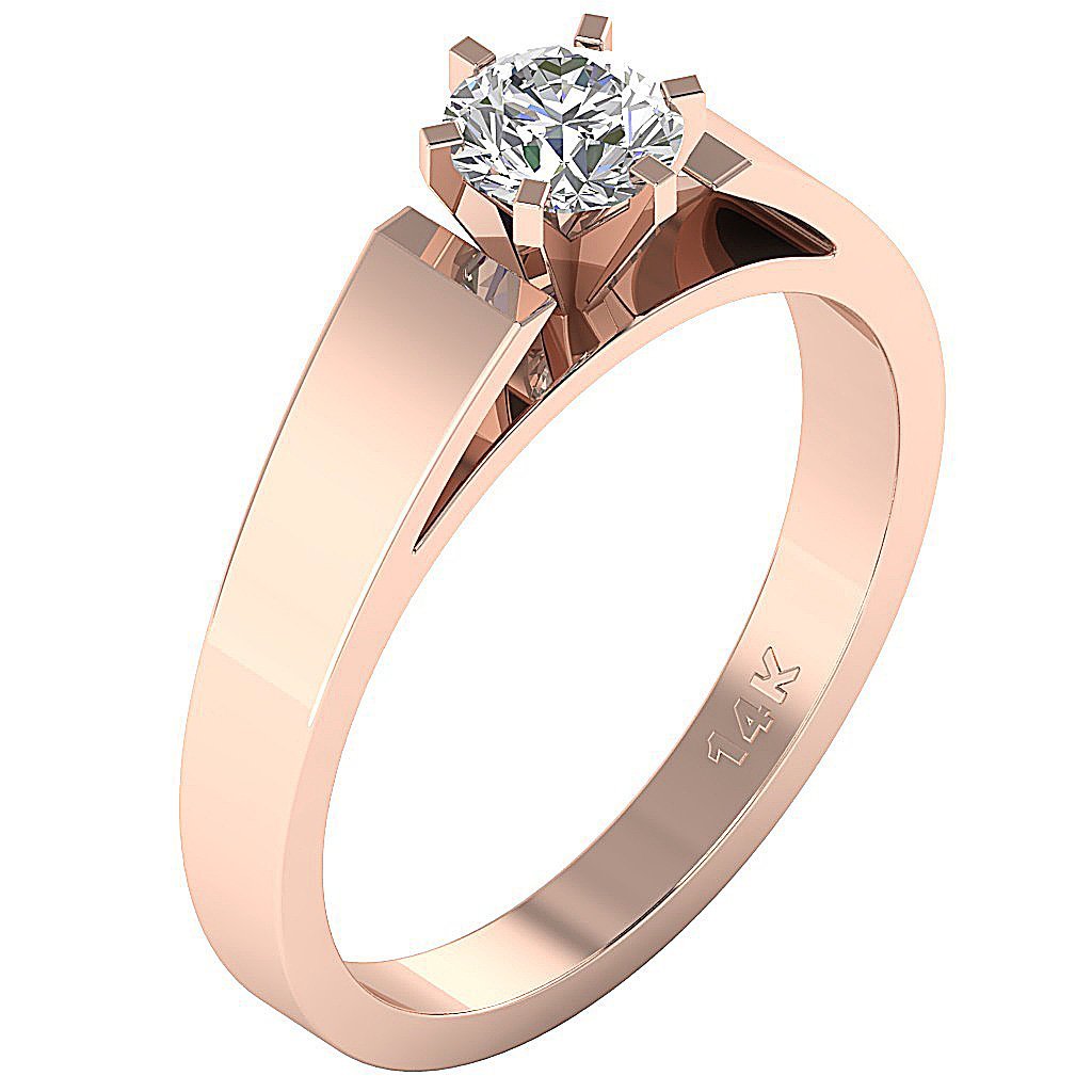 Elegant 14K rose gold version of the 6-prong bold solitaire ring.