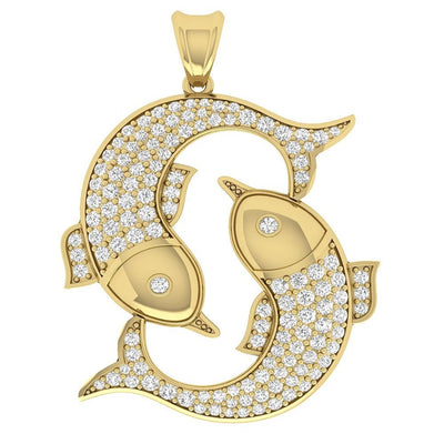 Genuine Diamond I1/SI1 G 1.00 Carat Pisces Zodiac Sign Pendant Necklace 14K/18K Gold