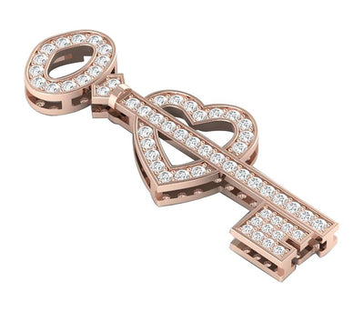 SI1/I1 G 0.85 Carat Genuine Diamond 14k/18k Solid Gold Heart Key Shape Pendant