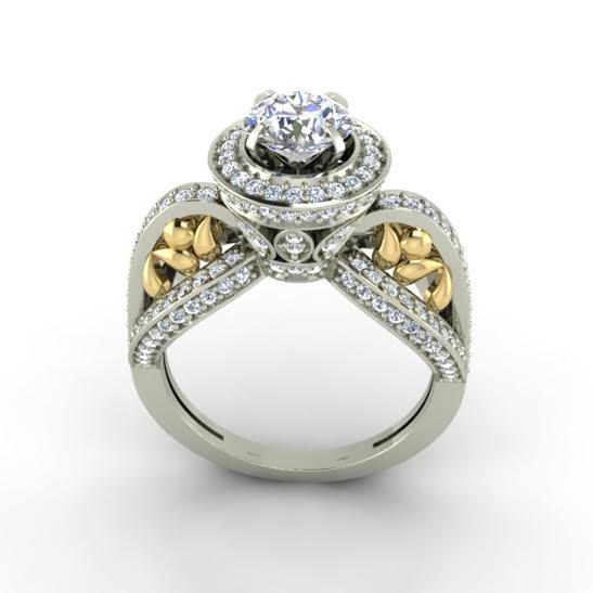 Natural Diamond Designer Engagement Ring SI1 G 2.00 Ct 14k White Gold Prong Set 10.30 MM