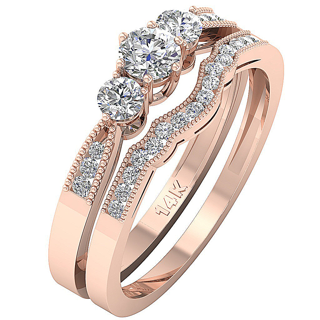 14kRoseGoldUniqueStyleBridalRingChannelSet