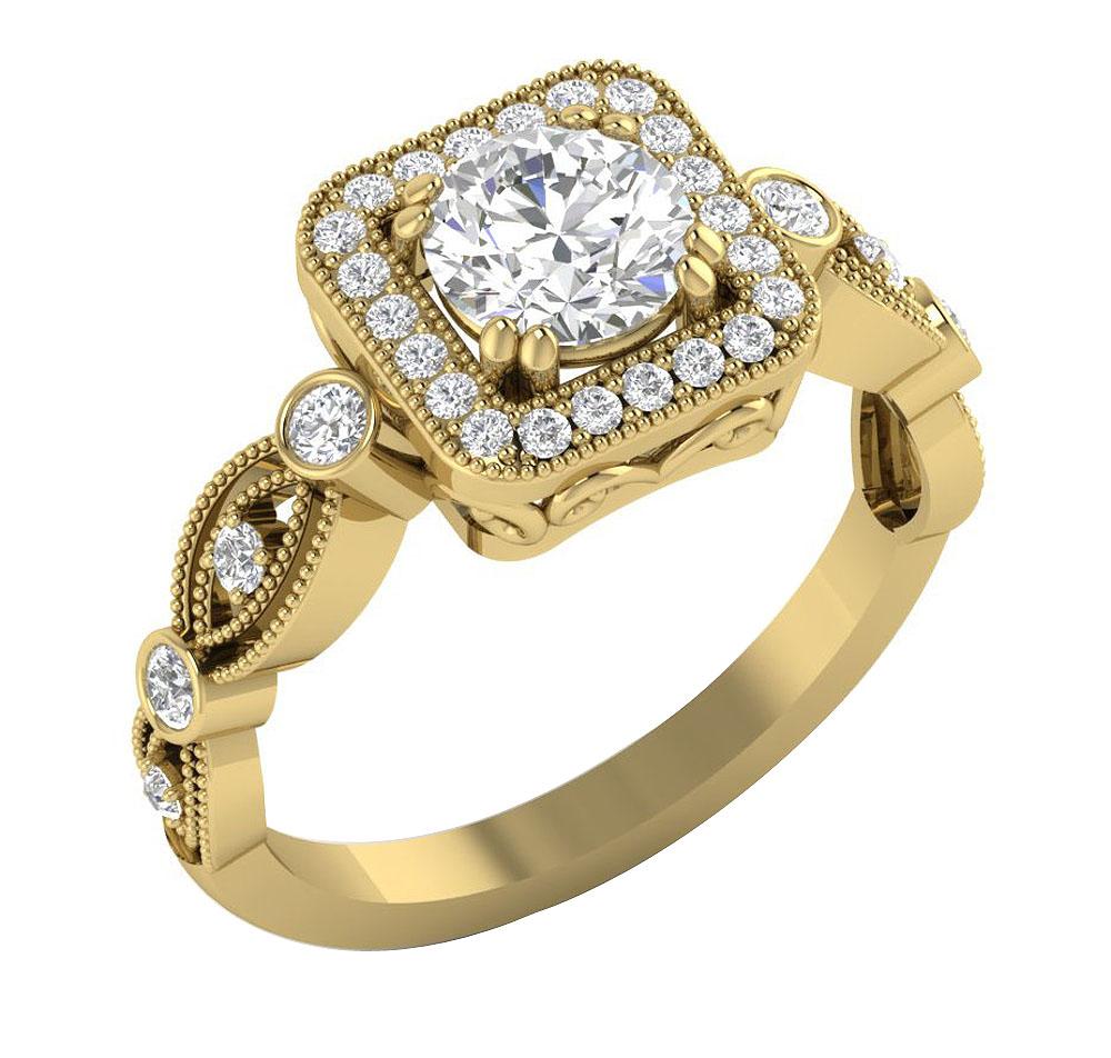 I1 G 1.50 Ct Round Diamond 14k Solid Gold Solitaire Designer Wedding Ring