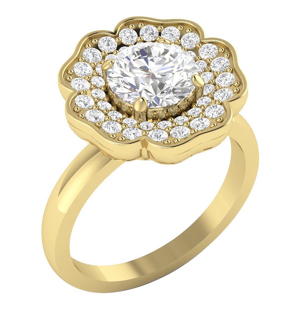 I1 G 2.10 Ct Genuine Diamond 14k Solid Gold Solitaire Designer Wedding Ring