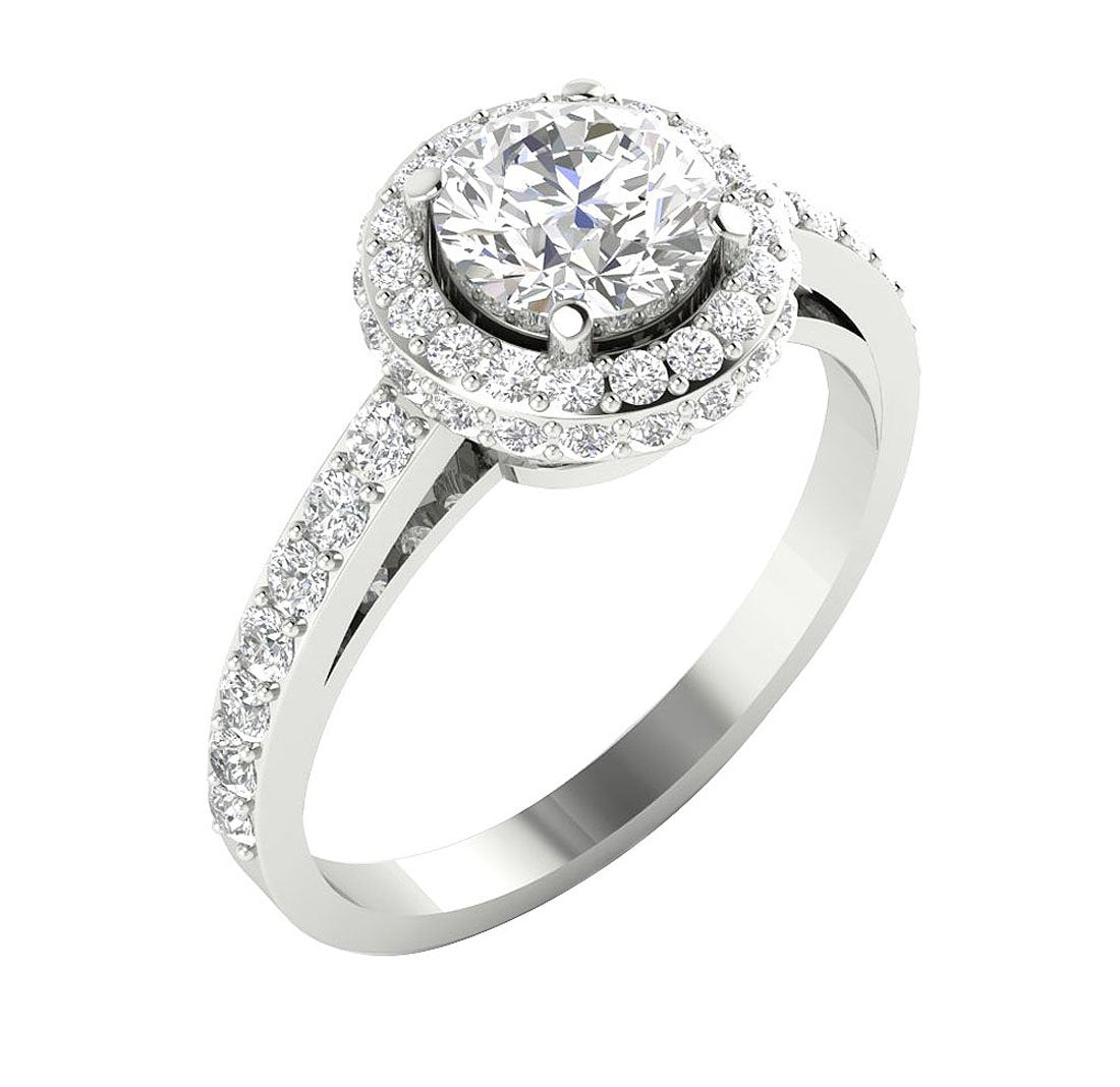 I1 G 1.90 Ct Halo Solitaire Engagement Ring Natural Diamond 14k Yellow Gold Prong Set