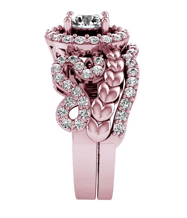 Designer Bridal Halo Ring Set I1 G 1.60 Ct Genuine Diamond 14K White Yellow Rose Gold