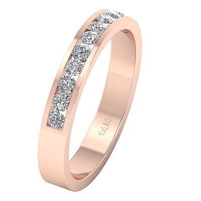 14K White Gold Wedding Ring Round Diamond I1 G 0.50 Ct Channel Set