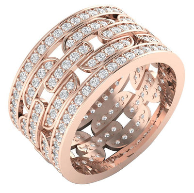 SI1 G 2.10 Ct Round Diamond 14k Solid Gold Designer Engagement Eternity Ring