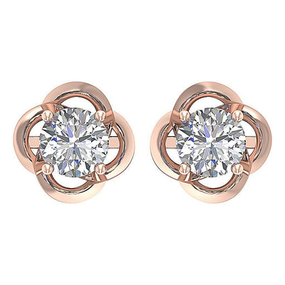 Round Diamond Solitaire Studs Anniversary Earring SI1/I1 G 1.50 Ct 18k/14k White Gold Prong Set