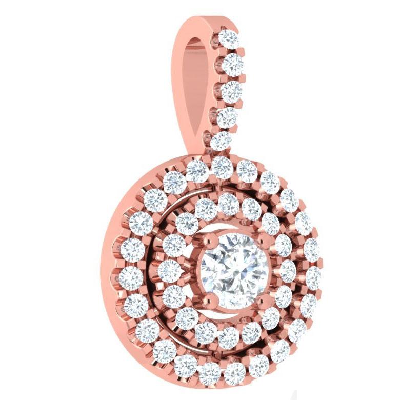 Double Halo Fashion Anniversary Pendant Round Diamond I1 G 1.10 Ct 14k/18k Solid Gold Prong Set