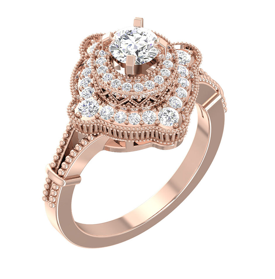 4 Prong Solitaire Engagement Ring Milgarin I1 G 1.05 Carat Round Cut Diamond 14K Solid Gold