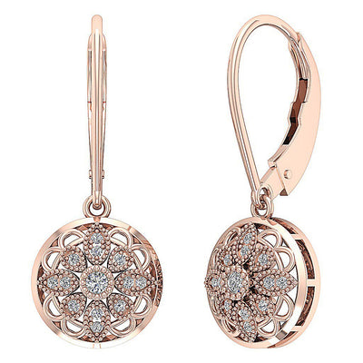 SI1/I1 G 0.25 Ct Chandelier Engagement Earring Natural Diamond 18k/14k Yellow Gold Pave Set